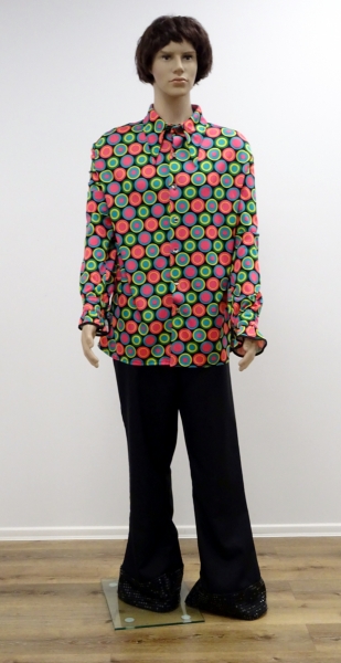 Hemd 70er Jahre, symetrische Muster (Kreise), bunt