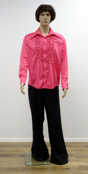 Rüschenhemd 70er Jahre, pink