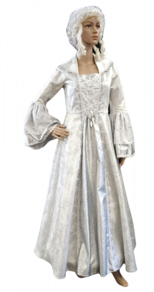 Isabell: Barockkleid mit Spitze und Brokat silber-weiß, silber weiß