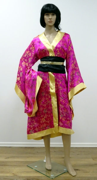 Japanerin (Kimono mit Gürtel), pink-gold