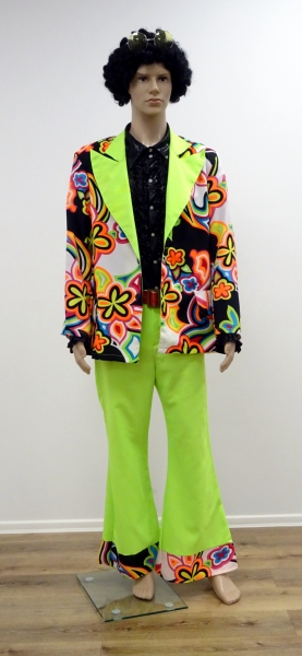 50-70er Jahre Anzug:grüne Schlaghose+bunte Jacke