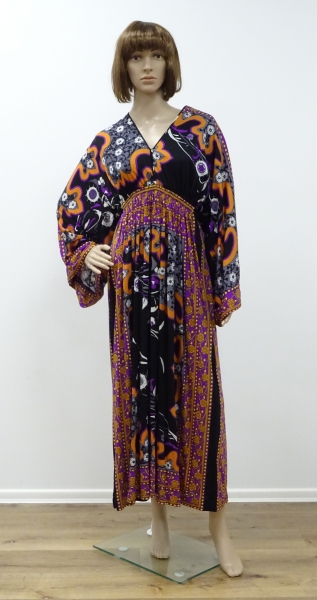 Sommerkleid, 70-er Jahre, schwarz, lila