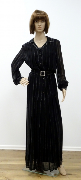 Kleid schwarz, lang, mit Gürtel