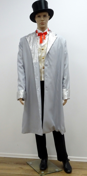 Revolverheld: Weste(gold) mit angesetsten Kragen, Gehrock(grau), grau-gold-silber