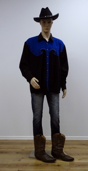 Westernhemd (Countrylook), blau-schwarz