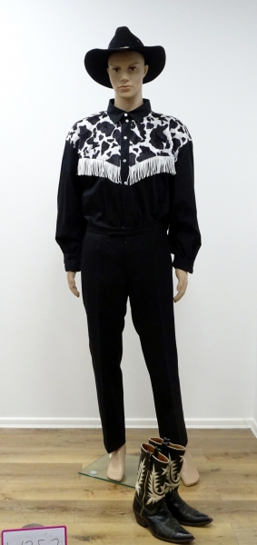 Westernhemd (mit Kuhfellmuster), schwarz-weiß