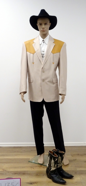 Westernjacket, beige, Schultern Straußenleder, braun