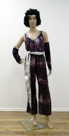 Abba, Overall (Frau), mit Gürtel und Armstulpen, lila