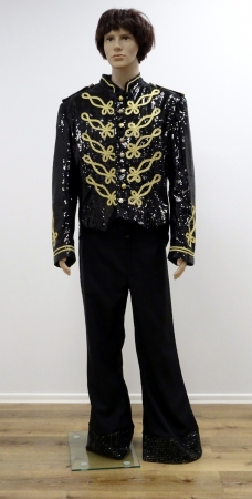 Pailettenjacke Michael Jackson mit Goldverzierungen, schwarz