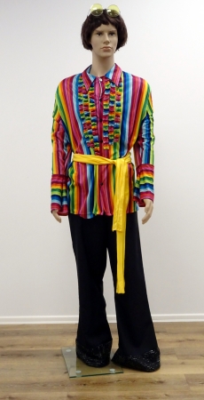 Rüschenhemd Rainbow 70er Jahre, bunt, gestreift