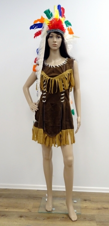 Indianerin, kurz, weiße Kordel am Kragen, braune Fransen