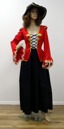 Katharina: Kleid mit Schößchen, Piratin, rot-schw.