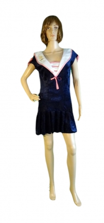 Matrosenkleid, blauer Samt, weißer Kragen, blau