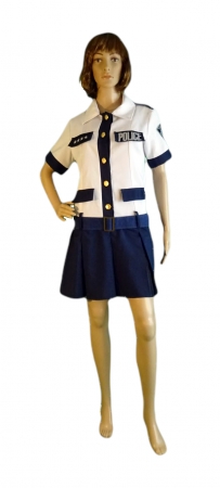 Polizistin, Kleid weiß-blau (Police), weiß-blau