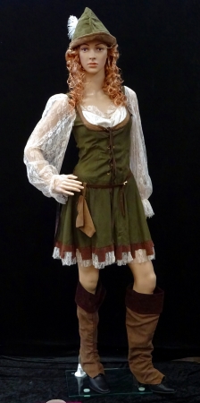 Robina Hood :Kleid,Stulpen,Hut,Gürtel,Geldbeutel, beige-braun