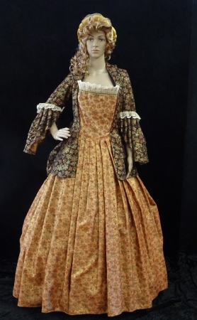 Robe a la francaise,kupfer-gold mit Panier(Reifrock)