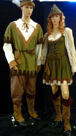 Robin Hood : Oberteil grün- braun-we., Hut, Stulpen, Gürtel mit Tasche