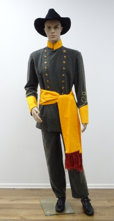 Südstaatenuniform mit Schärpe, grau/gelb