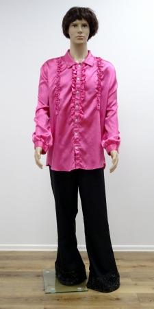 Herrenhemd Rüschen pink