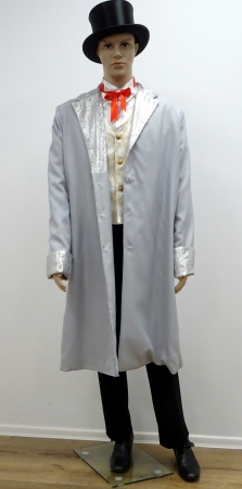 Revolverheld: Weste(gold) mit angesetsten Kragen, Gehrock(grau), grau-gold-silber